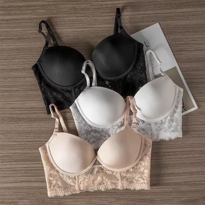 Soutien-gorge dos nu en U pour femmes à forte poitrine, effet minimisant, rassembleur et anti-affaissement, dentelle sexy, style fin invisible, dos élégant, soutien-gorge grande taille
