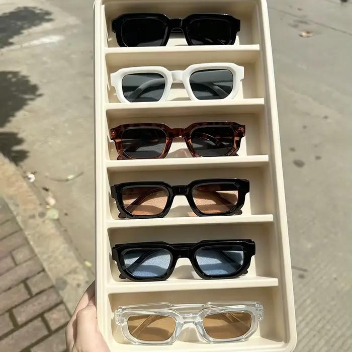 6 ks/sada Dámské Vintage Obdélníkové Sluneční Brýle Retro Móda Luxusní Značka Design