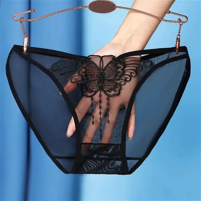 Culotte entièrement transparente pour femmes, Sexy, ajouré, papillon, taille basse, sans couture, Lingerie féminine, nouvelle collection 2024