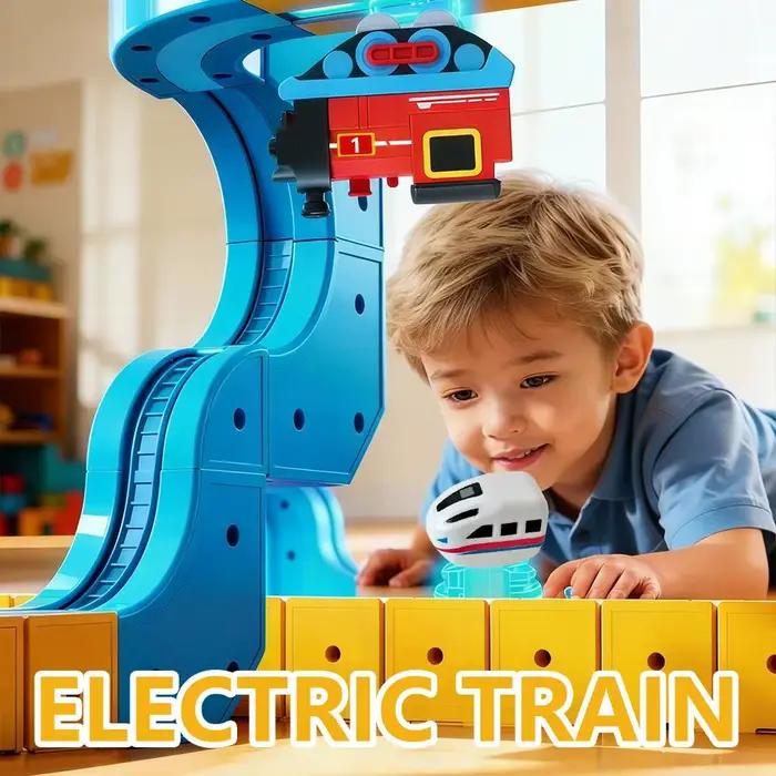 Voitures de train électriques pour rail klick, train rechargeable par USB pour enfants, ensemble de train électrique avec rails, pour ensemble de train électrique