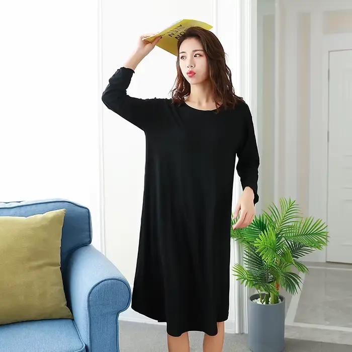 Robe de nuit modale femmes nouveau printemps chemises de nuit L XL XXL grande taille robe de chambre nuisette décontractée à manches longues vêtements de nuit chemise de nuit