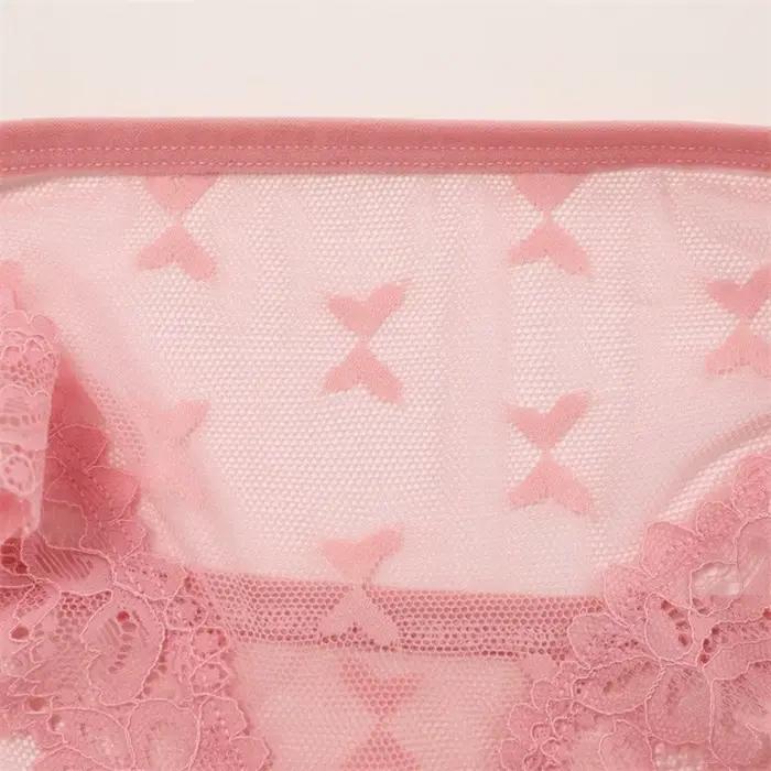 Culottes transparentes taille basse en maille pour femmes, sans couture, avec dentelle florale papillon, pour filles