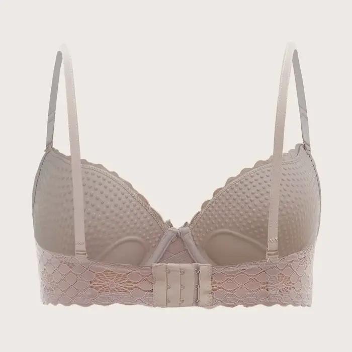Soutien-gorge à armatures en dentelle sexy pour femme Soutien-gorge plongeant légèrement rembourré Coupe push up Soutien-gorge quotidien