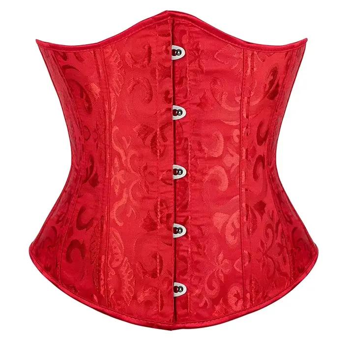 Vintage sous le buste haut Corset femmes gothique Jacquard plastique os Basques corps Shaper minceur taille formateur Bustier