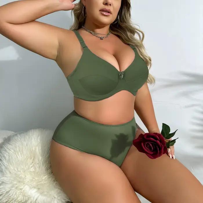 PARIFAIRY grande taille soutien-gorge et culotte pour femmes grande taille ensemble de soutien-gorge à armatures plaine sans doublure mince ensemble de Lingerie 36-52 C D E F