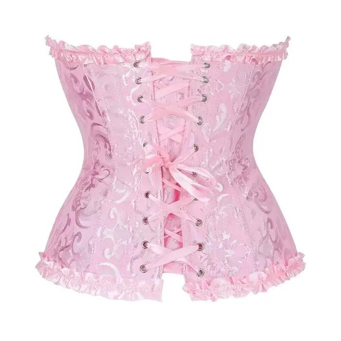 Corset victorien vintage pour femme, bustier jacquard avec baleines en acier, gaine amincissante à volants pour la taille, idéal pour les fêtes et le cosplay