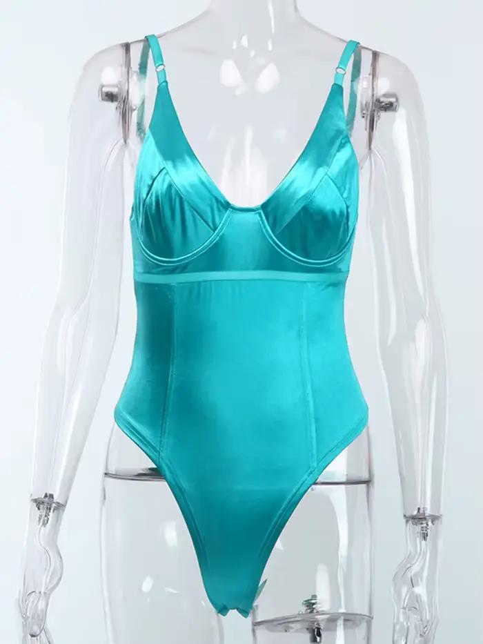 Body féminin à col en V pour femme, costume de batterie maigre, lingerie brillante, une pièce, tenue de rave, Y-Women