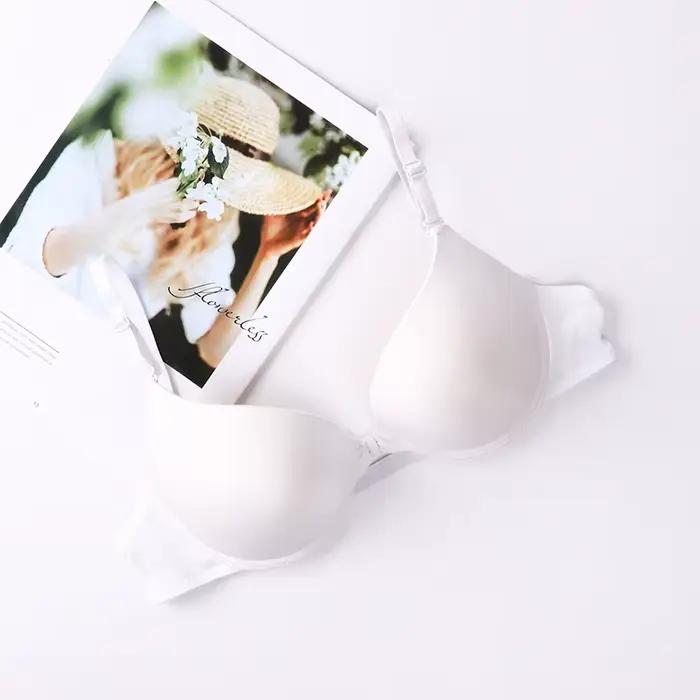 2025 nouvelle mode couleur unie soutien-gorge push-up A-B tasse bouton avant femmes Sexy Simple Lingerie sous-vêtements