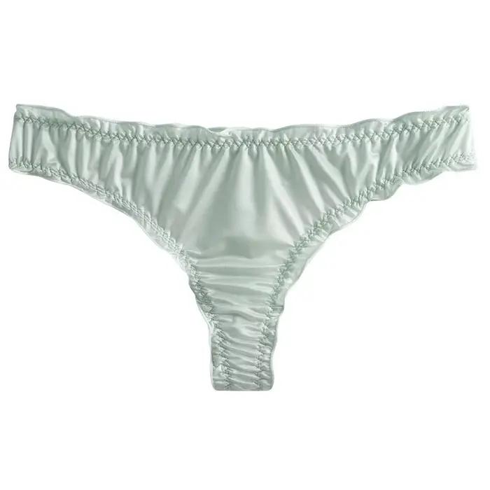 Culotte tanga sexy pour femmes, string séduisant, bord d'oreille en bois, tangas, string ultra fin, soie glacée, sous-vêtements invisibles