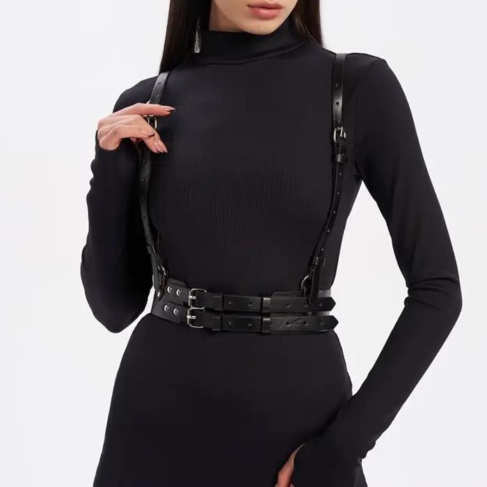 Punk Taille Harnais Corset en cuir SFP pour femme, ceinture réglable, accessoires vestisens, environnement, mode, punk