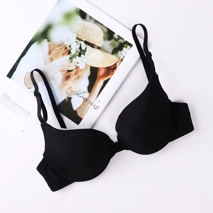 2025 nouvelle mode couleur unie soutien-gorge push-up A-B tasse bouton avant femmes Sexy Simple Lingerie sous-vêtements
