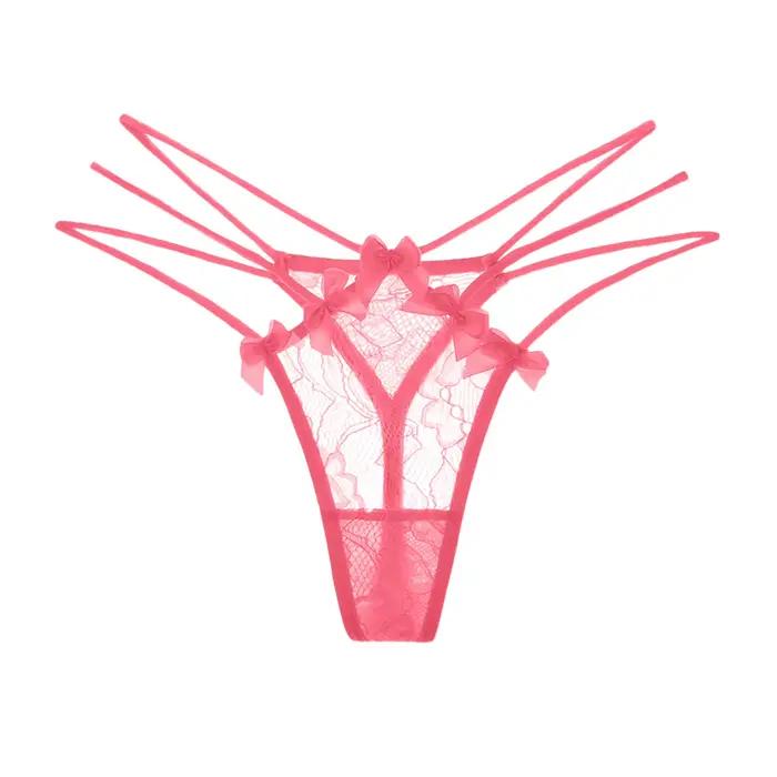 Culotte Sexy en dentelle pour femmes, tongs taille basse, maille séduisante brodée, sous-vêtements transparents pour femmes, нижнее белье ж erotingenе