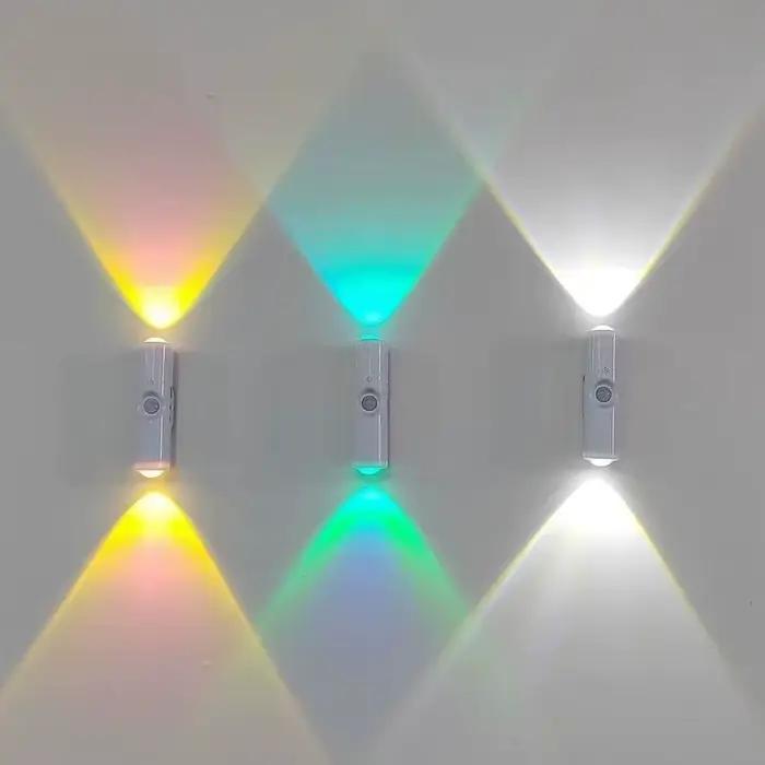 Lampe murale intelligente à dégradé RGB avec capteur de mouvement magnétique rechargeable pour chambre, salle de bain, placard, jardin, décoration intérieure