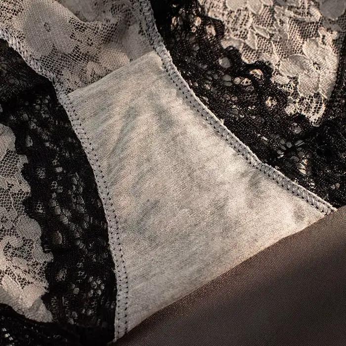 Lingerie transparente à fleurs pour femmes, culotte taille moyenne en maille et dentelle, slip, sous-vêtements coréens