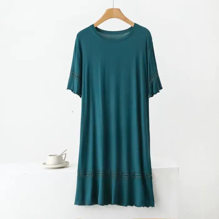 Grande taille Modal tenue de nuit pour femmes nuisette surdimensionné à manches courtes chemises de nuit femme salon chemise de nuit nouveau Vestido Mujer