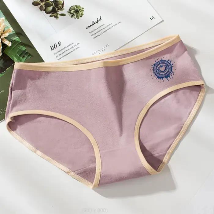 Culotte en coton taille moyenne pour femme, sous-vêtement décontracté et respirant, couleur unie, 2021