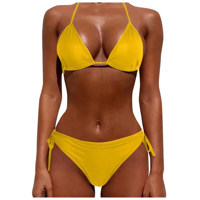 Ensemble de lingerie séduisante pour femme, bikini fendu sexy, maillot de bain à lacets, mode féminine, sans rembourrage, 7.0